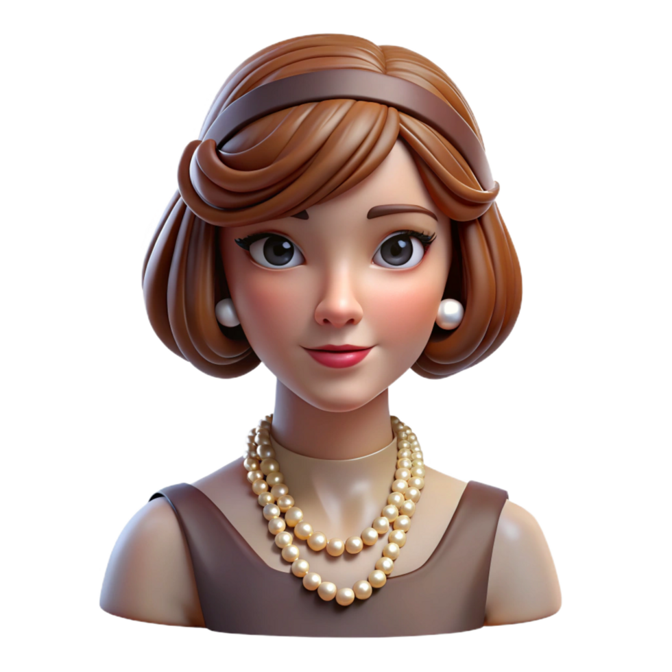 fascinating mysterious artistic Portrait of a glamorous flapper girl with a bob haircut and a pearl necklace, art deco lighting, vintage photograph style artisan png