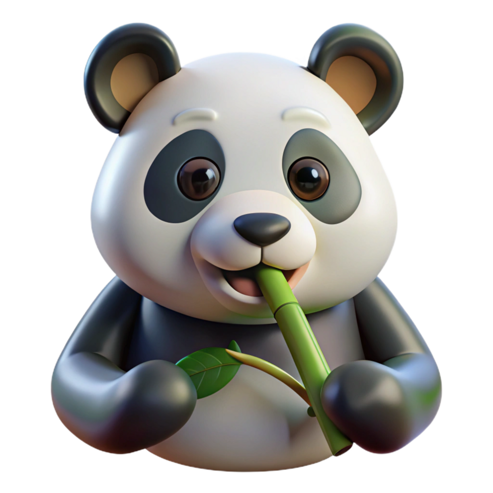 exemplary traditional A giant panda munching on bamboo, close up portrait with soft lighting, in a cute and cuddly style expertly shot png