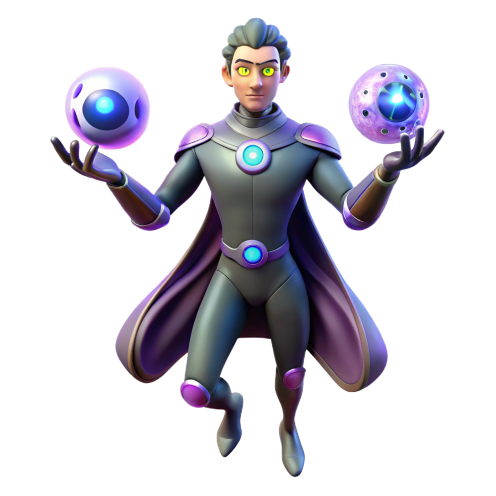 playful breathtaking A powerful psychic, eyes glowing with energy, levitates objects with their mind. Dramatic, ethereal lighting. Superhero sci fi style museum quality png