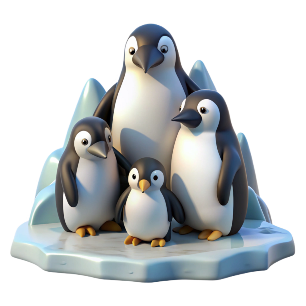 gorgeous renaissance A group of penguins huddled together on an icy landscape, cold lighting and stark environment, in a documentary style genuine png