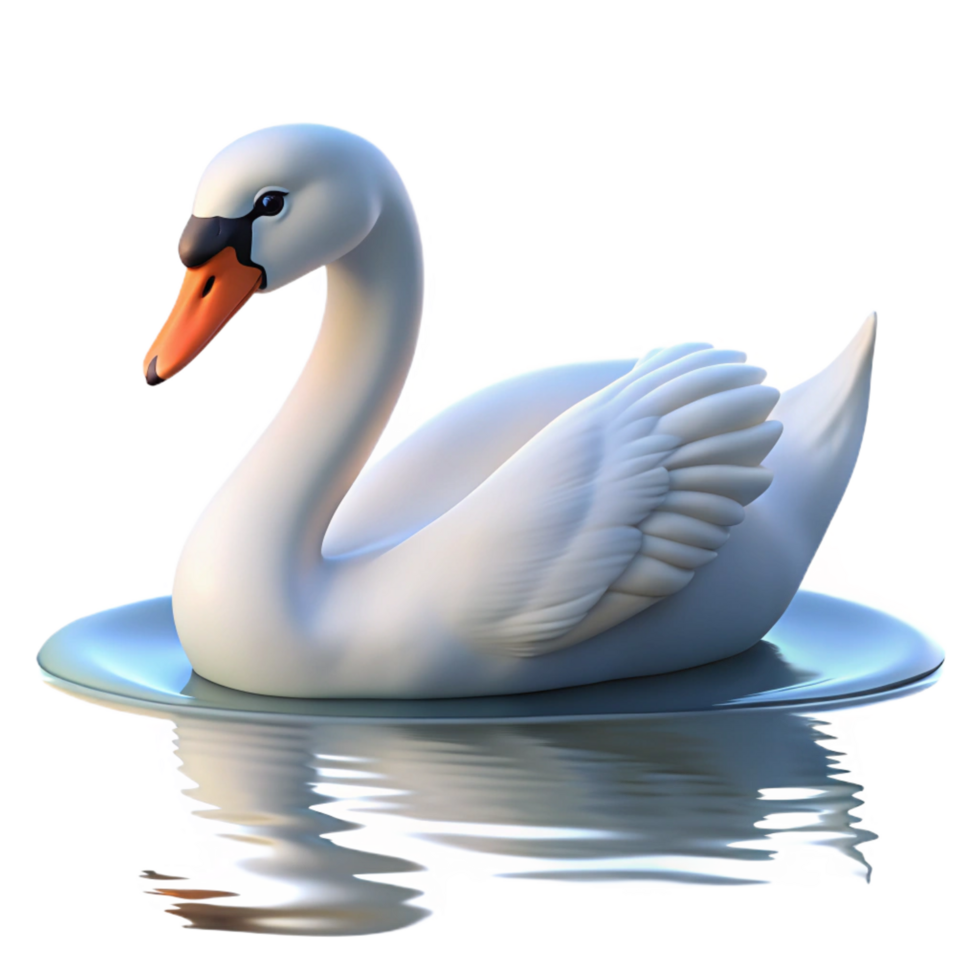 wonderful inspired A graceful swan gliding across a still lake, serene atmosphere, soft lighting png