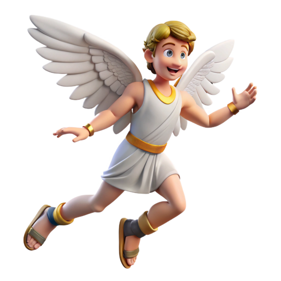 exemplary gothic A playful Hermes, messenger of the gods, wearing winged sandals, dynamic pose. Art Nouveau style sharp png