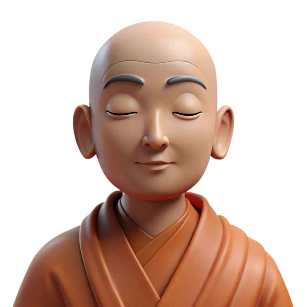 wonderful unparalleled Portrait of a serene meditating monk with flowing robes, closed eyes, and a peaceful expression. Soft, natural lighting. Realistic style png