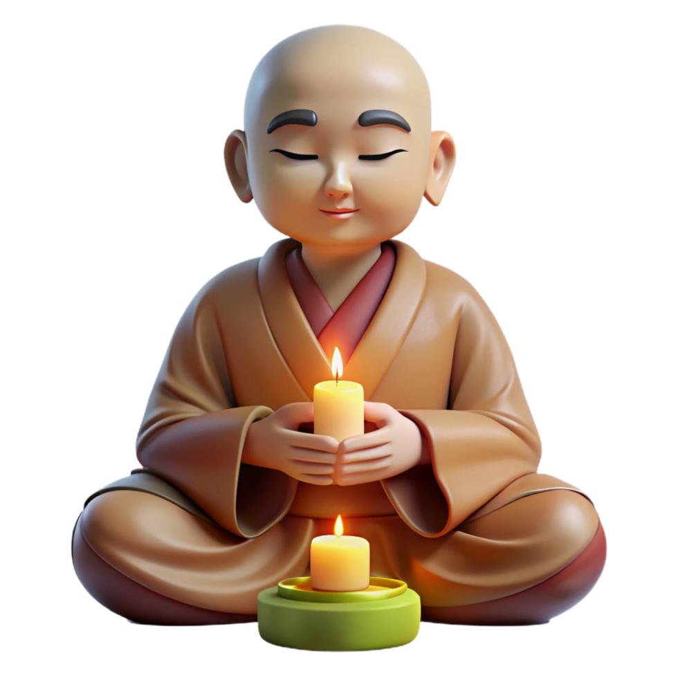 beautiful surreal Portrait of a serene monk meditating in a lotus position, soft candlelight, traditional Chinese painting style top tier png