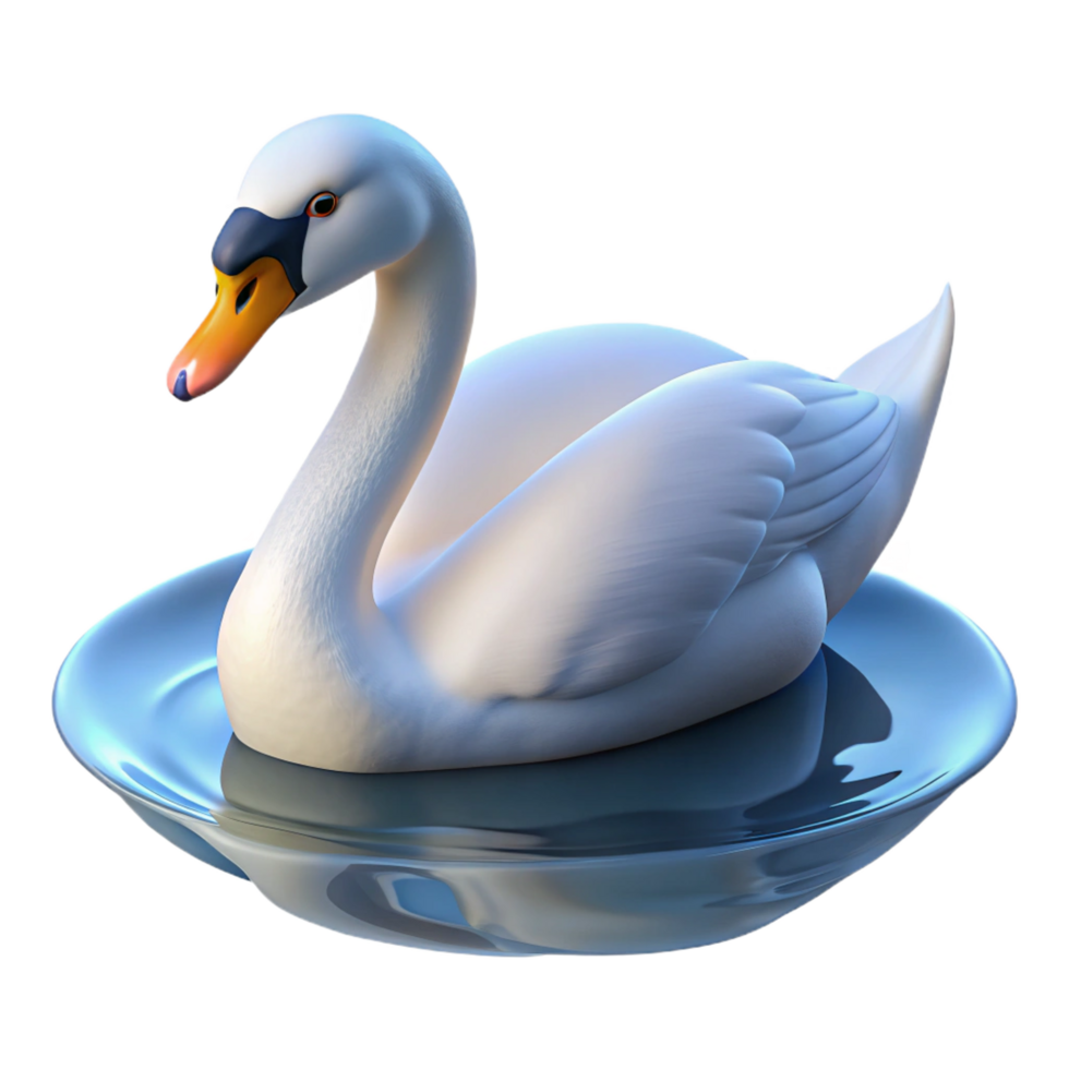 energetic sumptuous A graceful swan gliding across a calm lake, serene atmosphere, soft lighting impeccable png