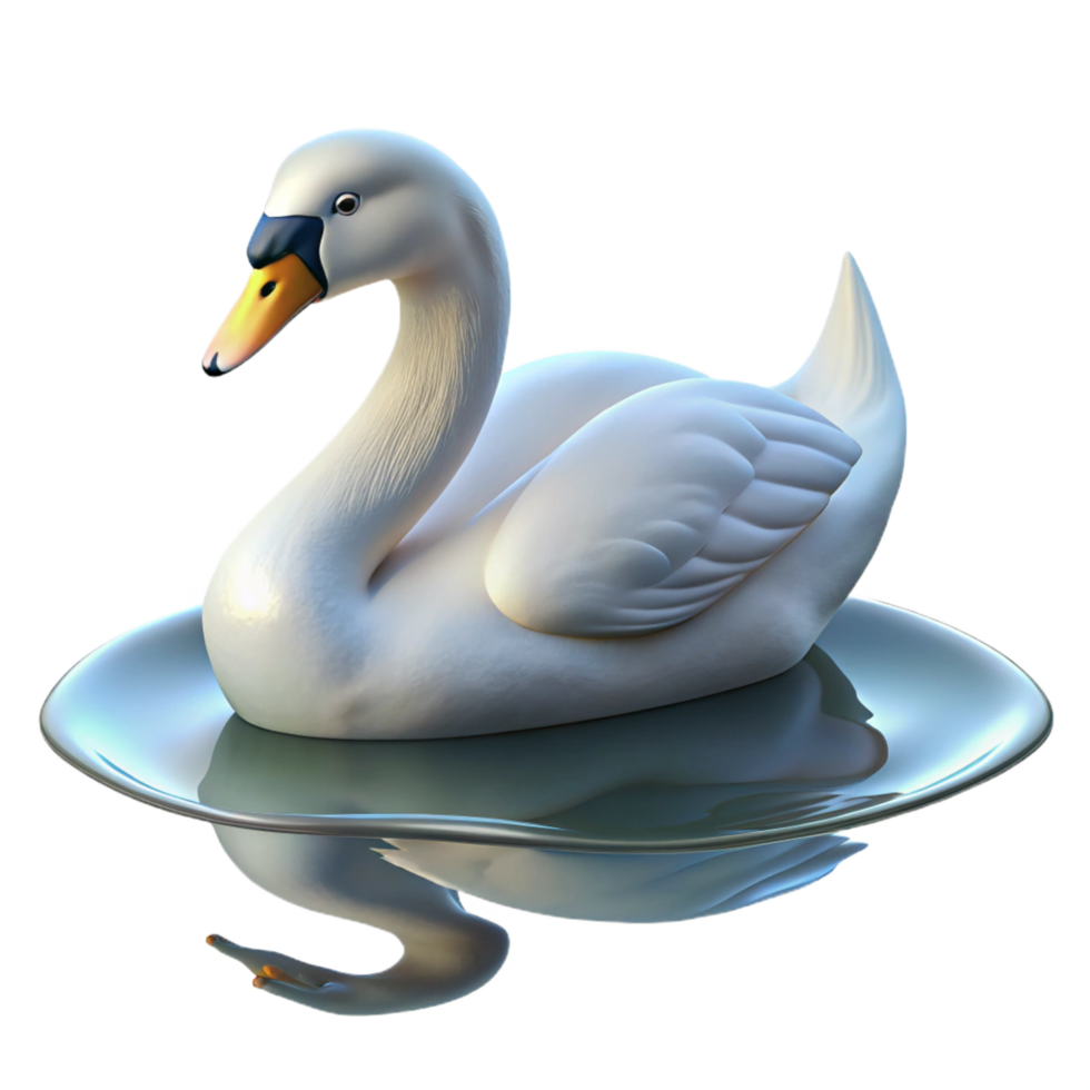 romantic mesmerizing A graceful swan gliding across a still lake, serene atmosphere, soft lighting genuine png