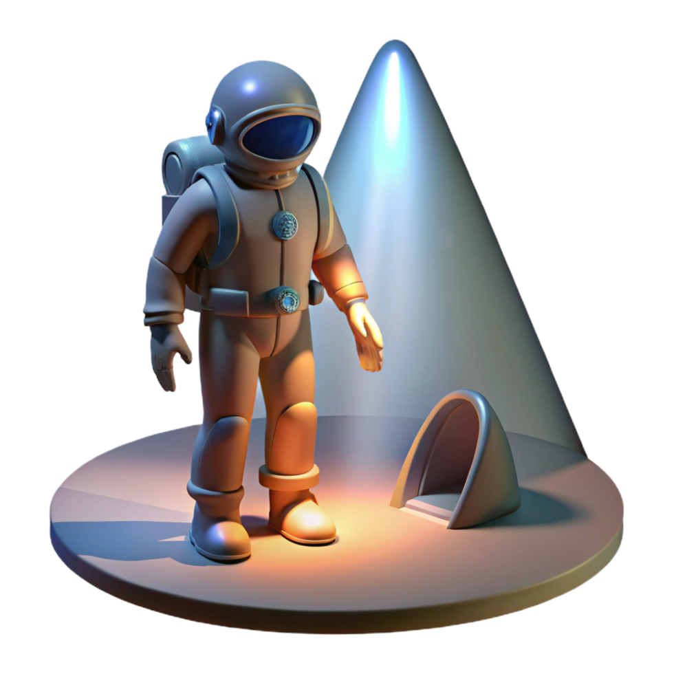 immaculate elegant A lone figure in a spacesuit exploring a cavernous alien structure, illuminated by the beam of their headlamp. Chiaroscuro lighting, detailed textures genuine png