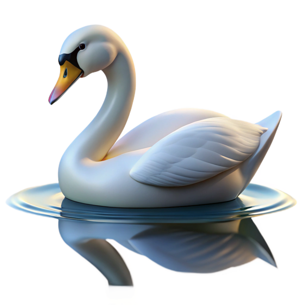 impressive standout A graceful swan gliding across a still lake, serene atmosphere, soft lighting png