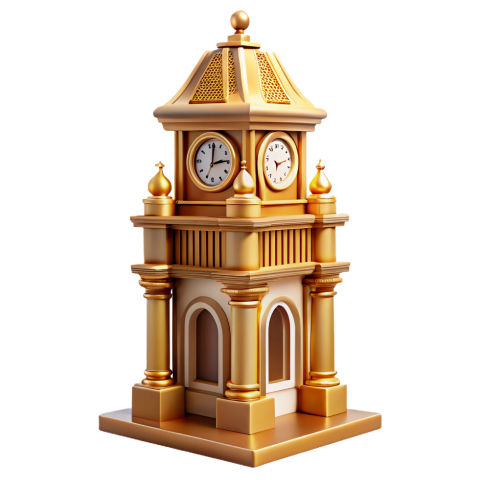 immaculate harmonious organic A towering Art Nouveau clock tower, intricate golden details, soft afternoon light, whimsical and elegant, luxury png