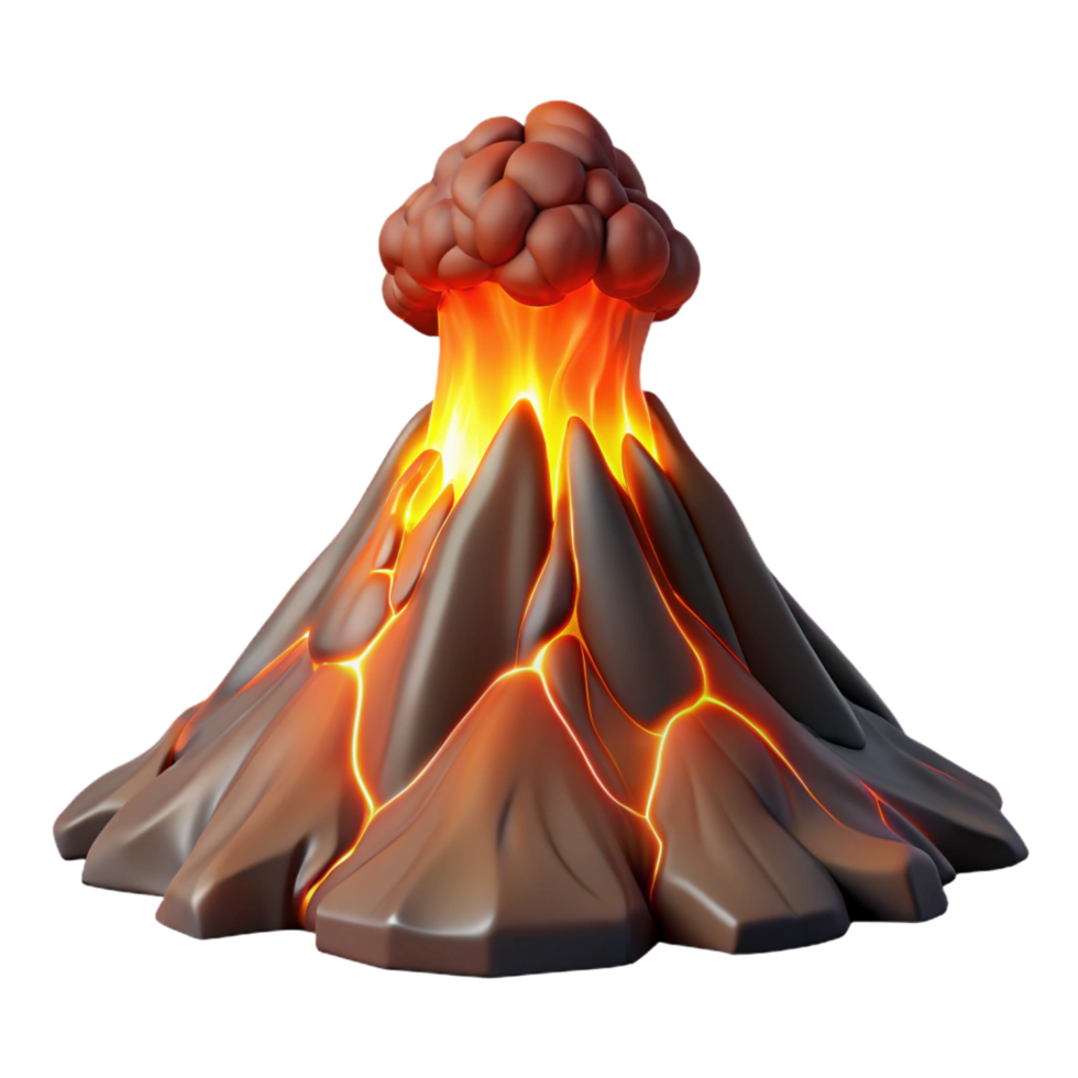 splendid organic A volcanic eruption with molten lava flowing down the mountainside. Dramatic lighting, powerful imagery refined png
