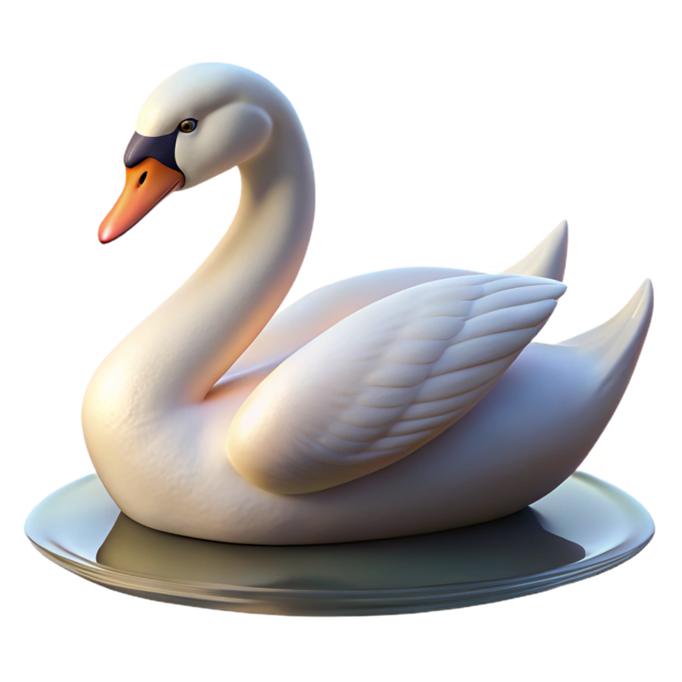 impressive rustic A graceful swan gliding across a calm lake, serene atmosphere, soft lighting impeccable png