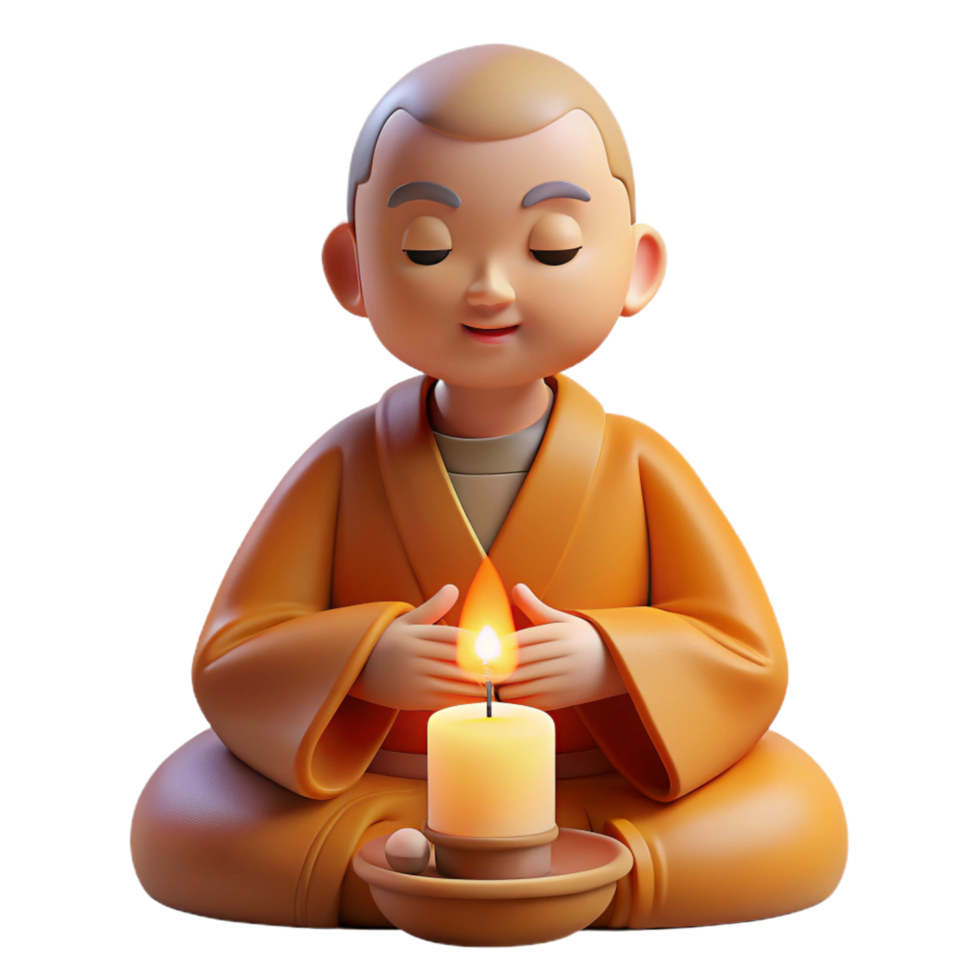 exceptional coastal Portrait of a serene monk meditating in a lotus position, soft candlelight, traditional Chinese painting style genuine png