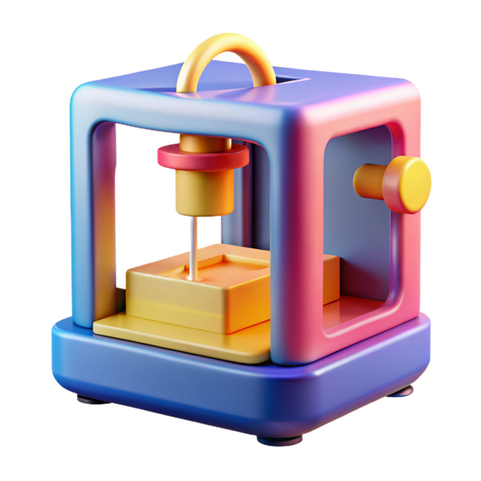 stunning industrial A 3D printer creating a complex object, bright studio lighting, product photography style expertly shot png