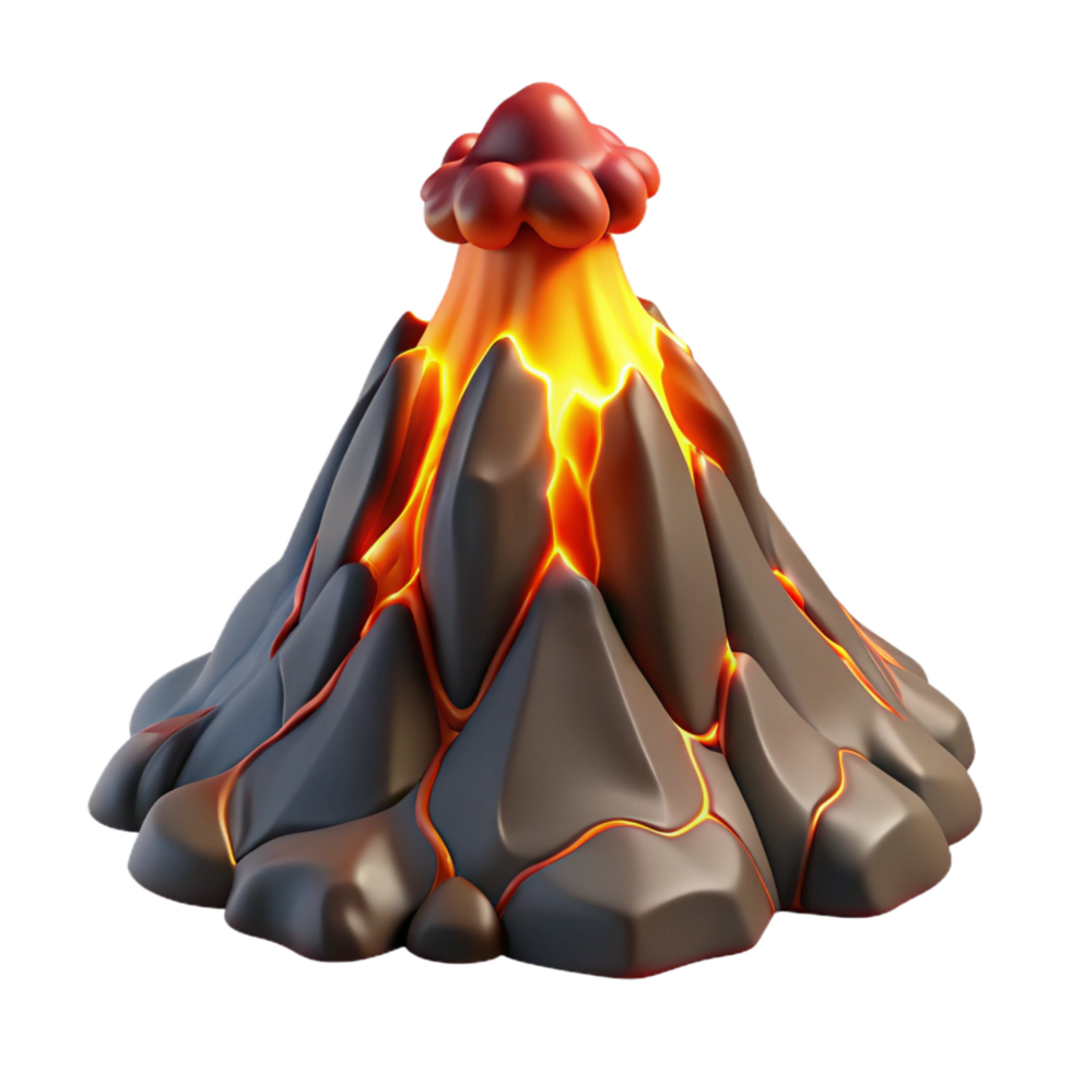 glorious dynamic victorian A volcanic eruption with molten lava flowing down the mountainside. Dramatic lighting, powerful imagery high quality png