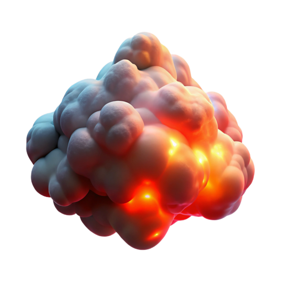 acclaimed coastal A cloud of iridescent dust, illuminated from below by a fiery red light. Abstract photography style high resolution png