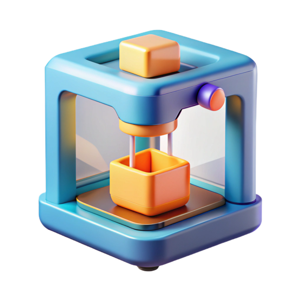radiant quintessential A 3D printer creating a complex object, bright studio lighting, product photography style png