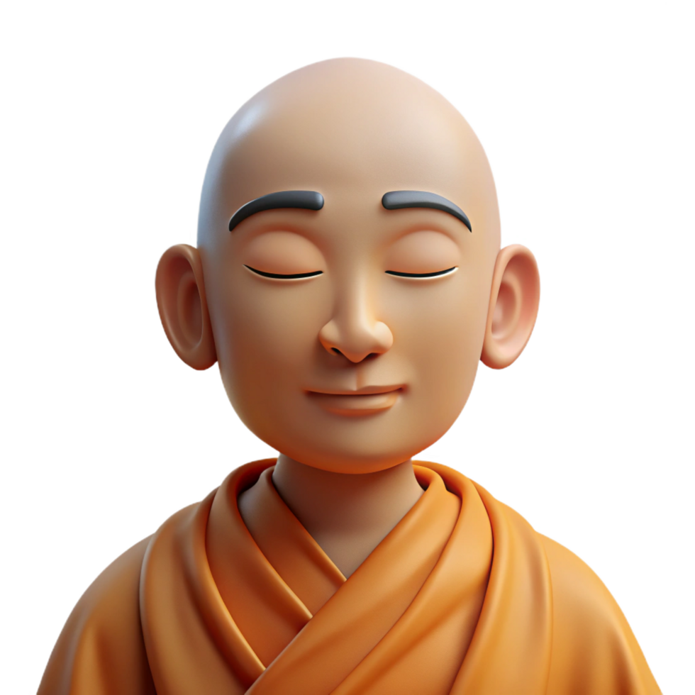 picturesque avant garde Portrait of a serene meditating monk with flowing robes, closed eyes, and a peaceful expression. Soft, natural lighting. Realistic style high quality png