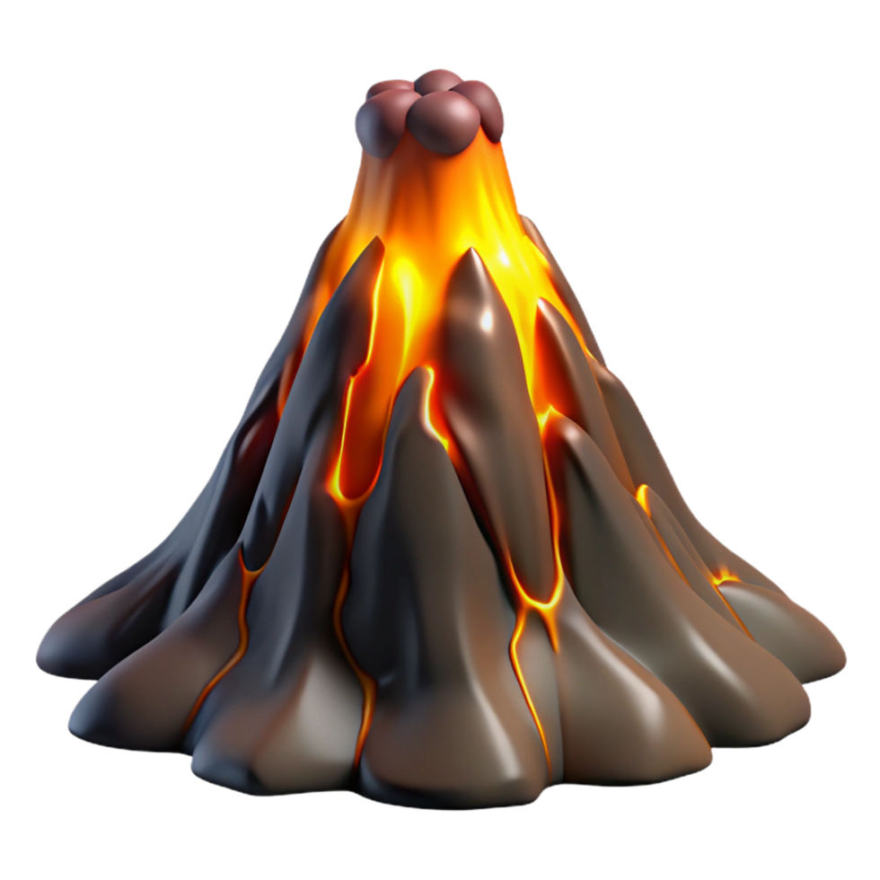 magnificent memorable A volcanic eruption with molten lava flowing down the mountainside. Dramatic lighting, powerful imagery png