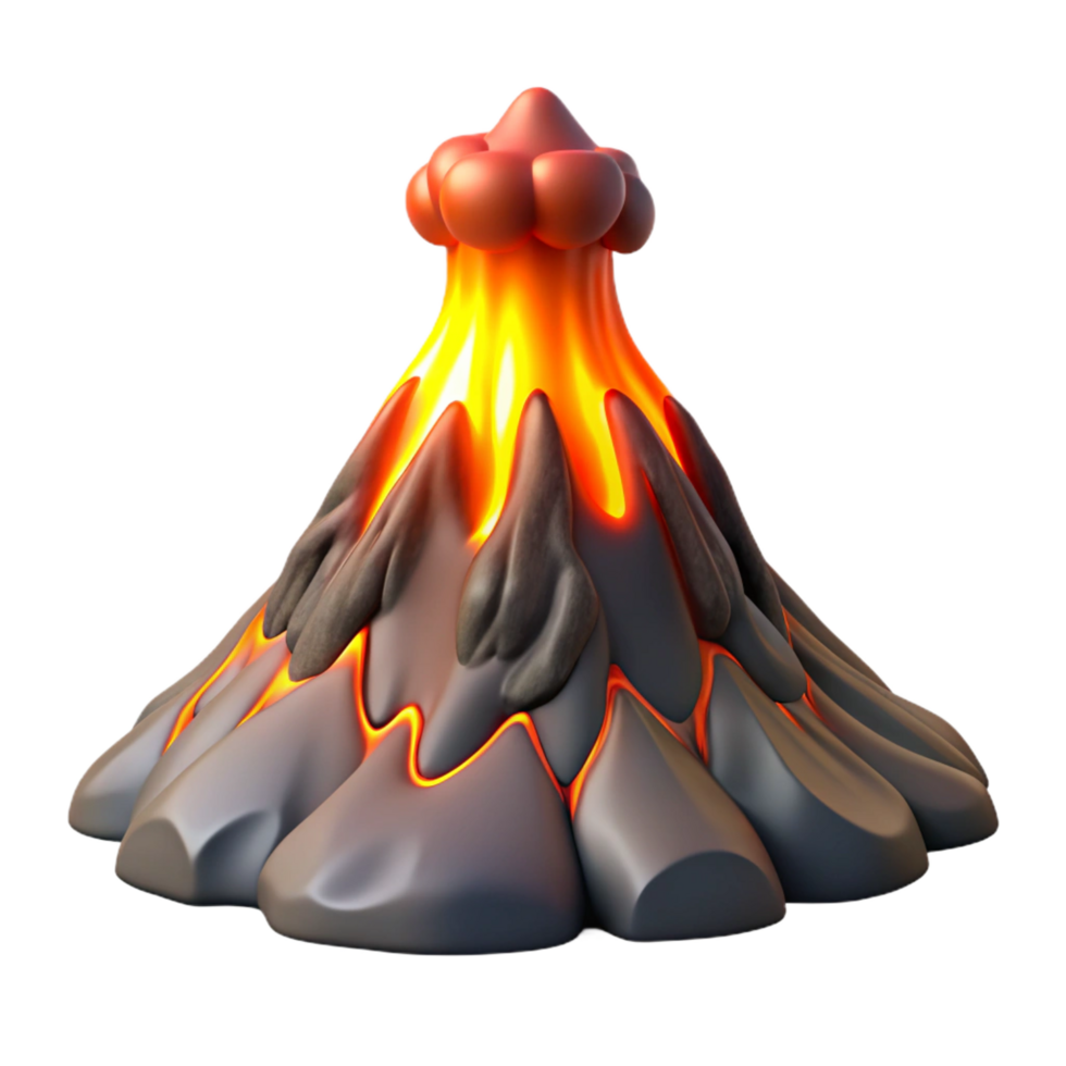 pristine mid century A volcanic eruption with molten lava flowing down the mountainside. Dramatic lighting, powerful imagery ultra HD png