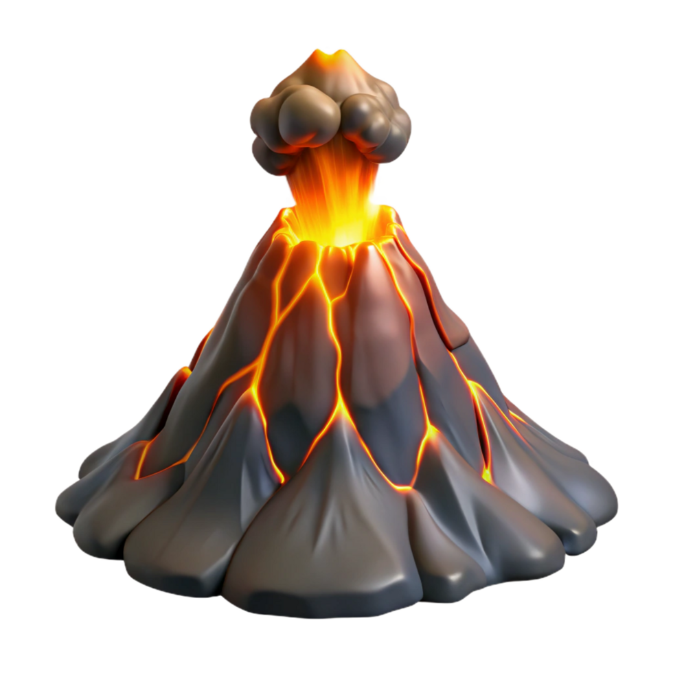 breathtaking classic A volcanic eruption with molten lava flowing down the mountainside. Dramatic lighting, powerful imagery 8K png