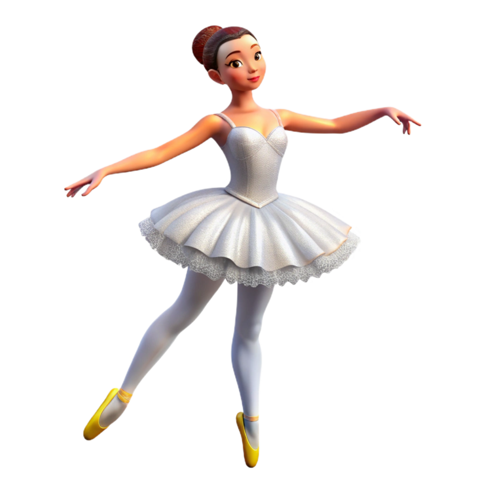 harmonious radiant Portrait of a graceful ballerina in a flowing white tutu, soft stage lighting, impressionistic style high resolution png