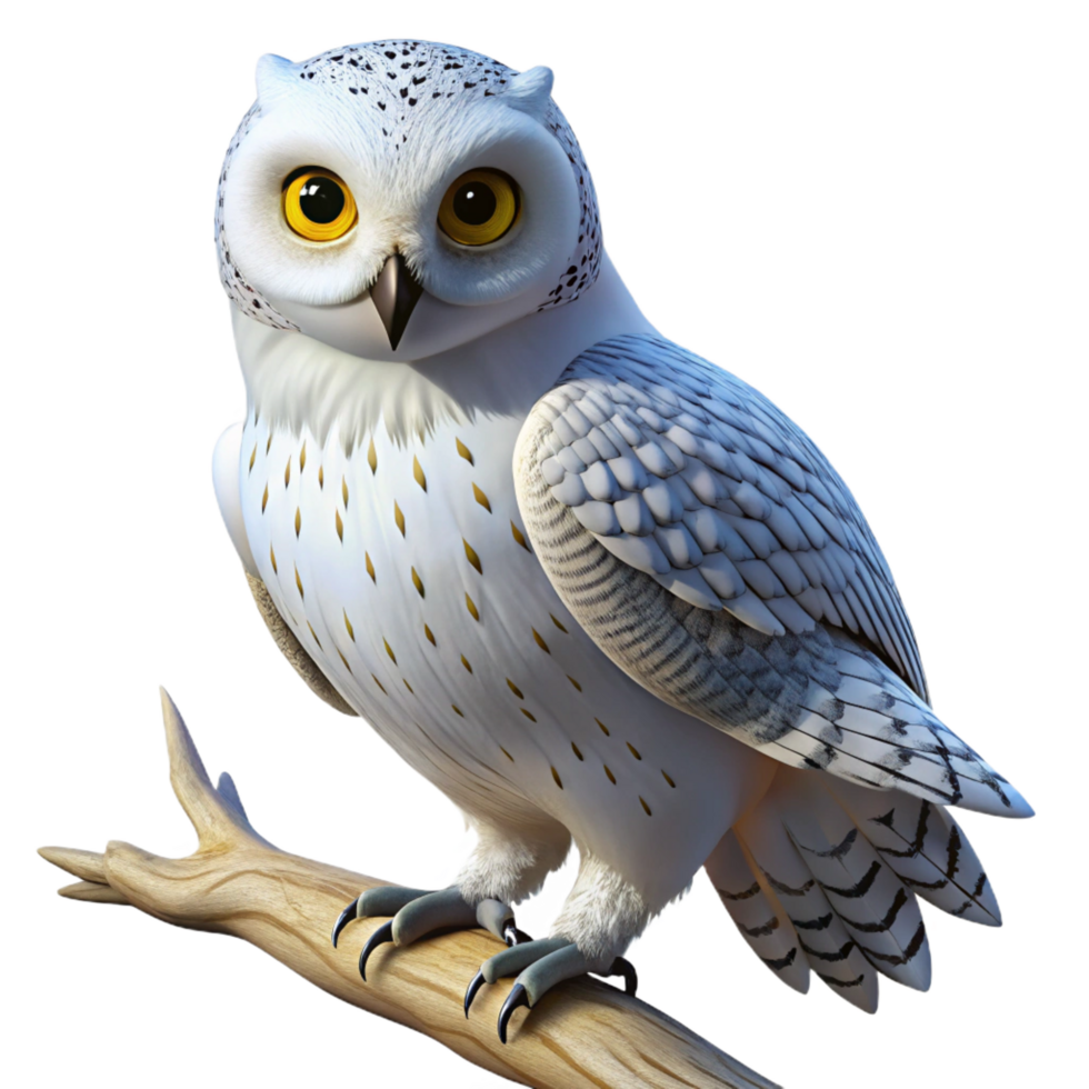 breathtaking sought after A majestic snowy owl perched on a snow covered branch, under a clear, starlit night sky, detailed and realistic png