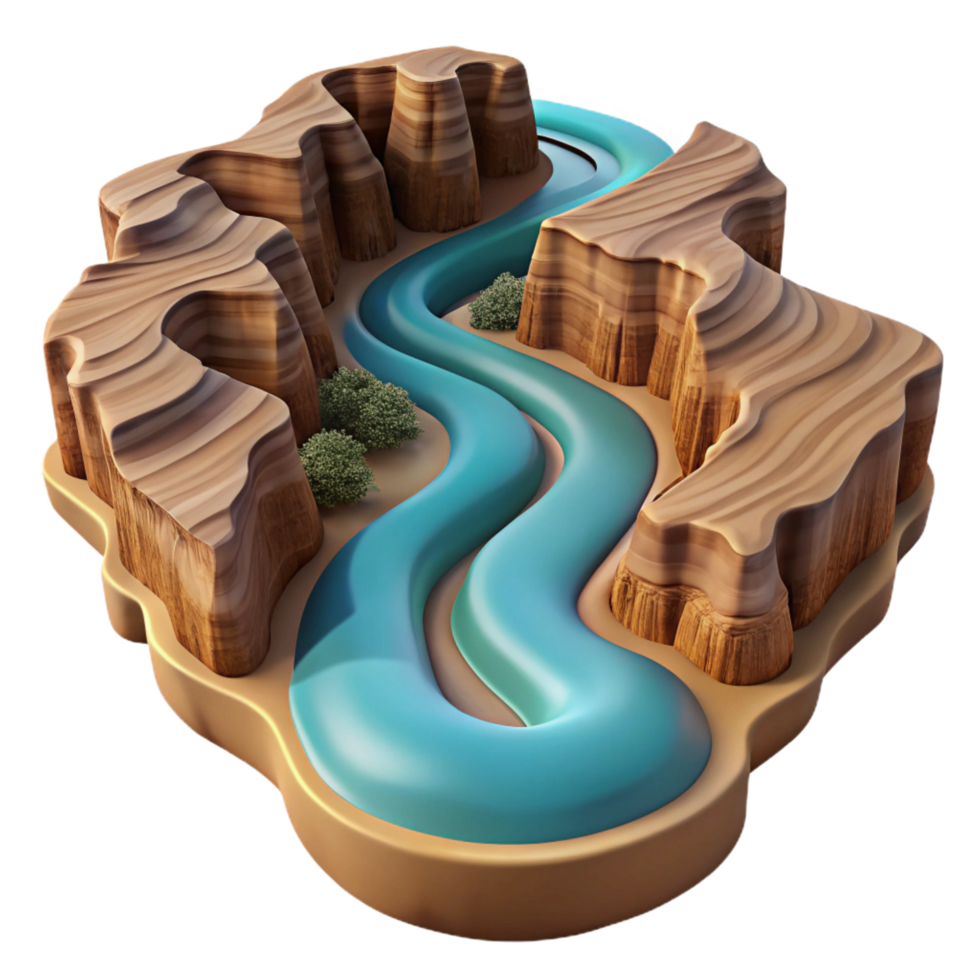 nostalgic beautiful A winding river cutting through a canyon, aerial view, vast and expansive, landscape photography style original png