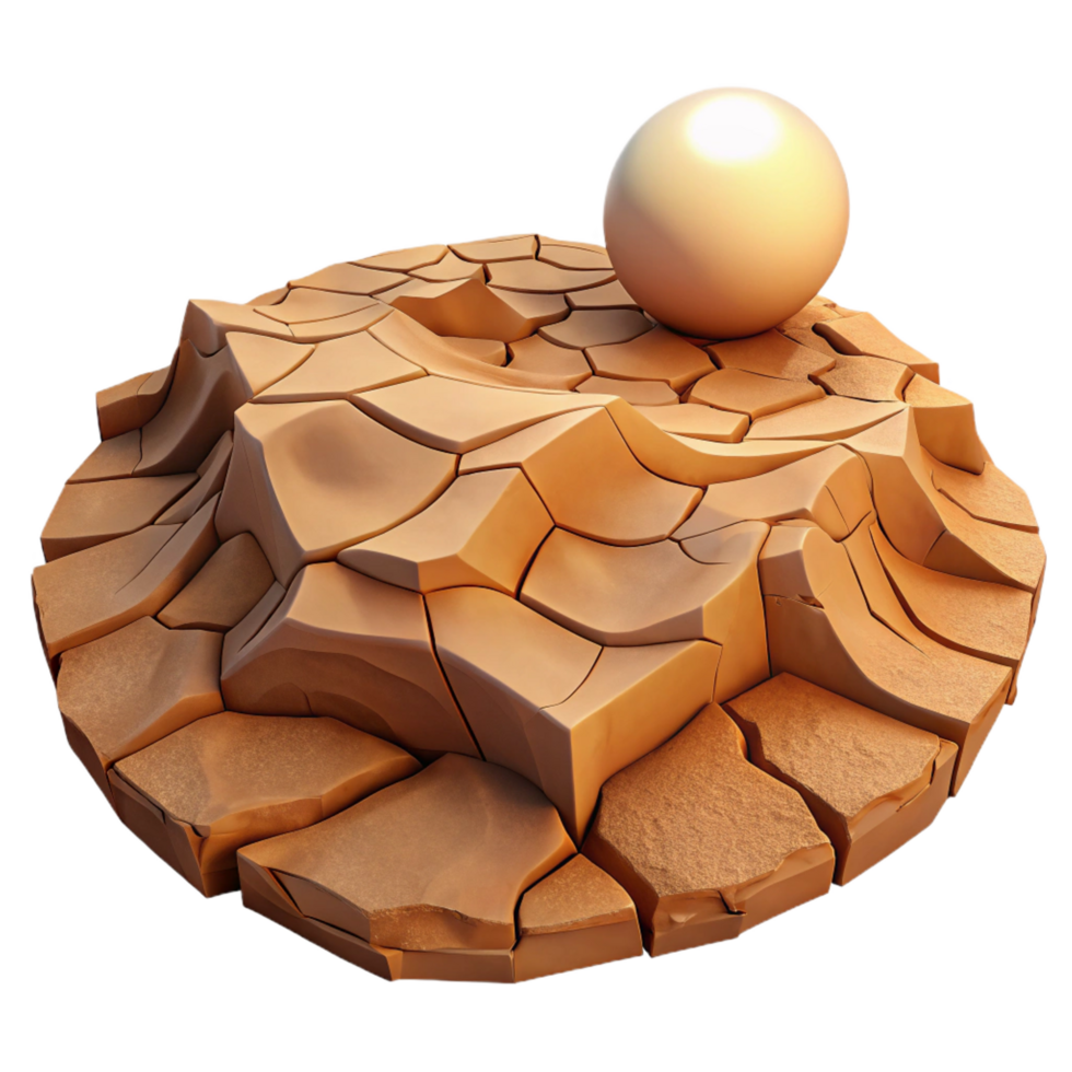 picturesque distinctive A cracked earth desert landscape, harsh midday sunlight, photorealistic and desolate style png