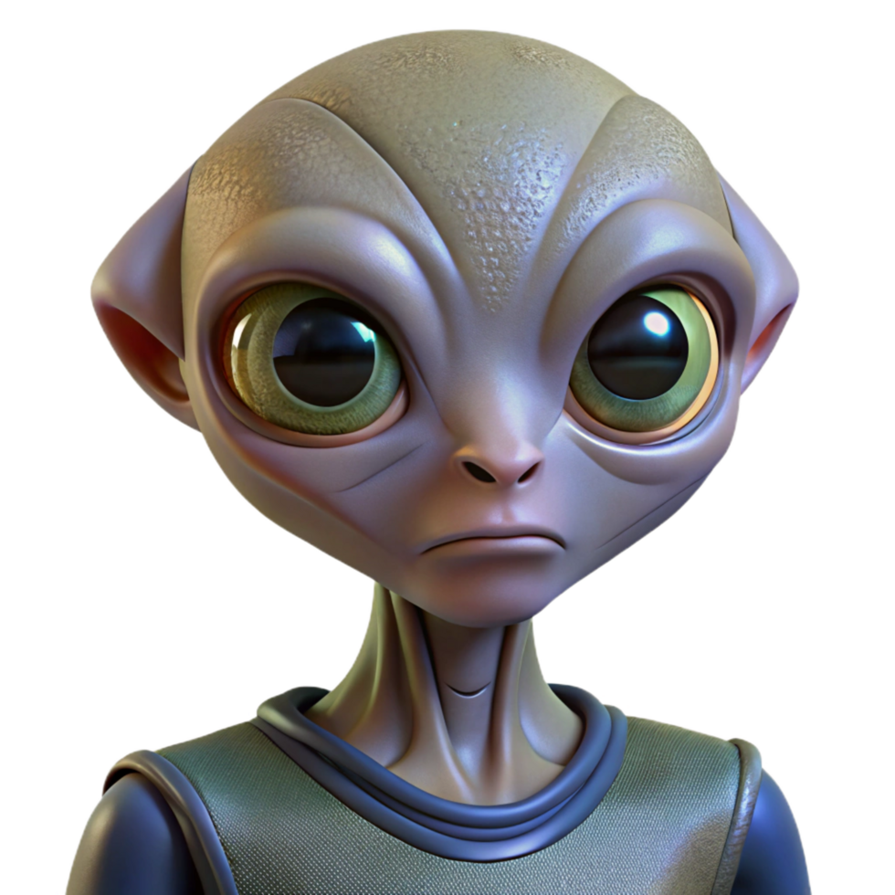 wonderful ethereal nordic Portrait of a curious alien with large, expressive eyes and unusual skin textures, lit by the otherworldly glow of their home planet authentic png