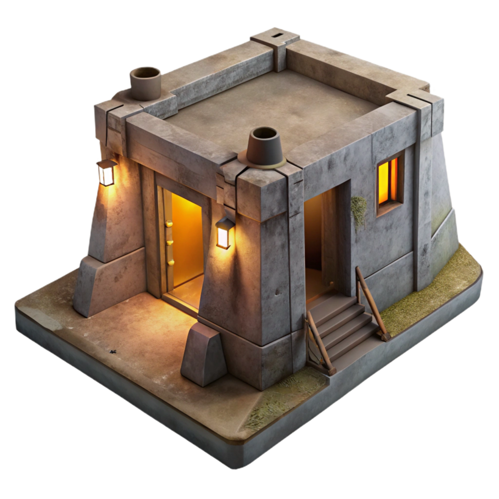 enchanting impressionist An underground bunker, concrete walls, dim artificial light, post apocalyptic style, refined png