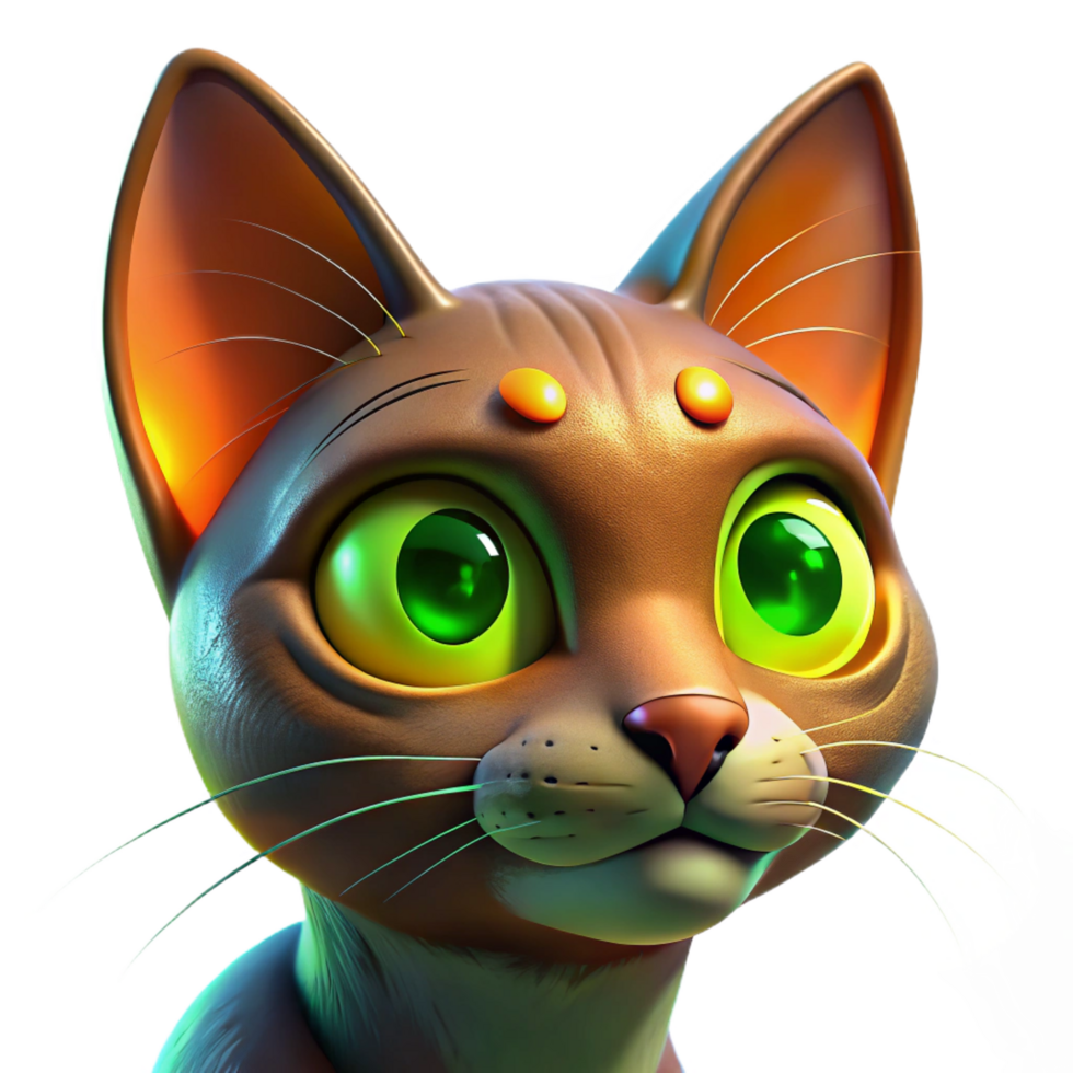 standout gothic Portrait of a curious cat with bright green eyes, illuminated by a warm lamplight, in a pet photography style elite png