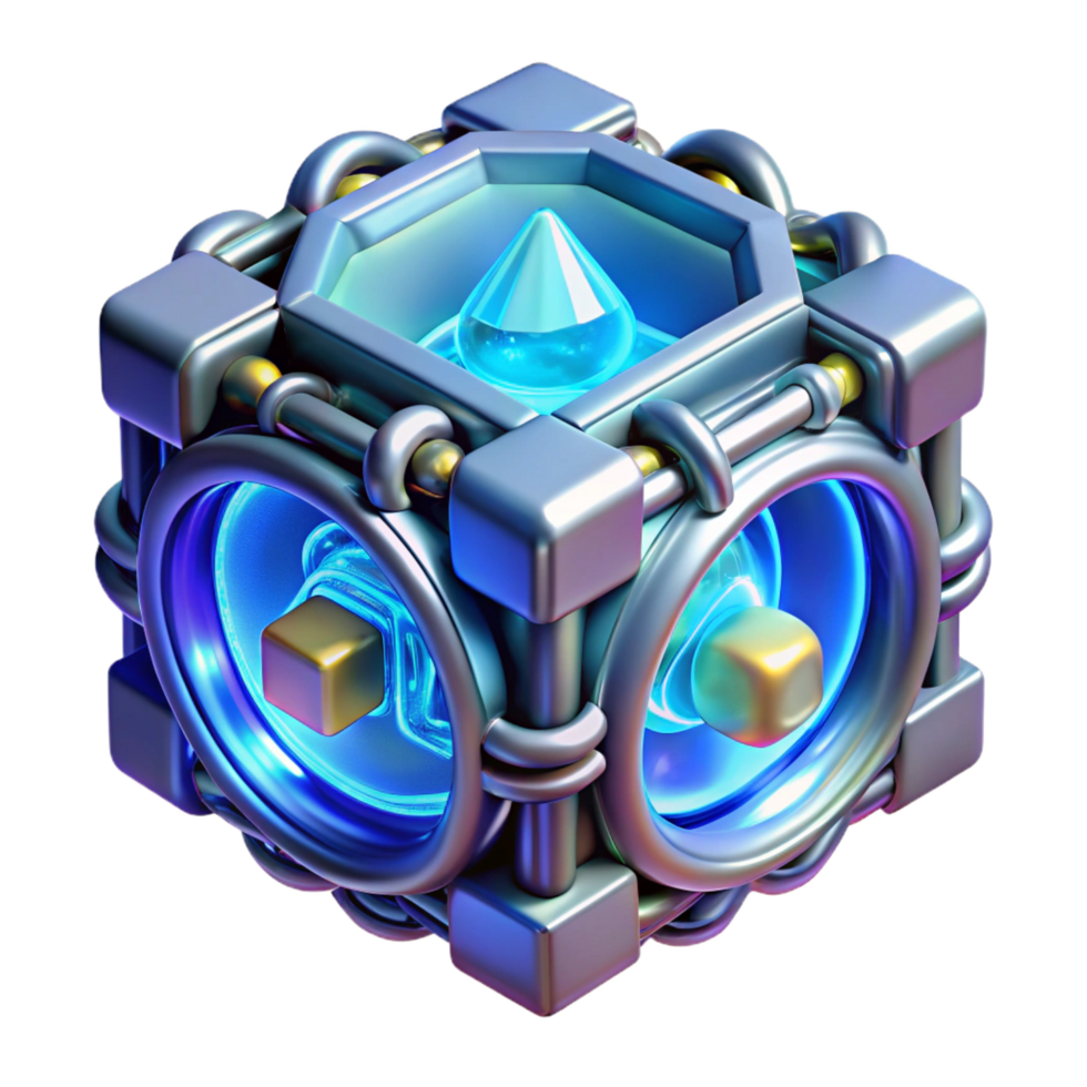 rare elegant A quantum computer core, glowing with energy, complex geometric shapes and fractal patterns, dark background, abstract style impeccable png