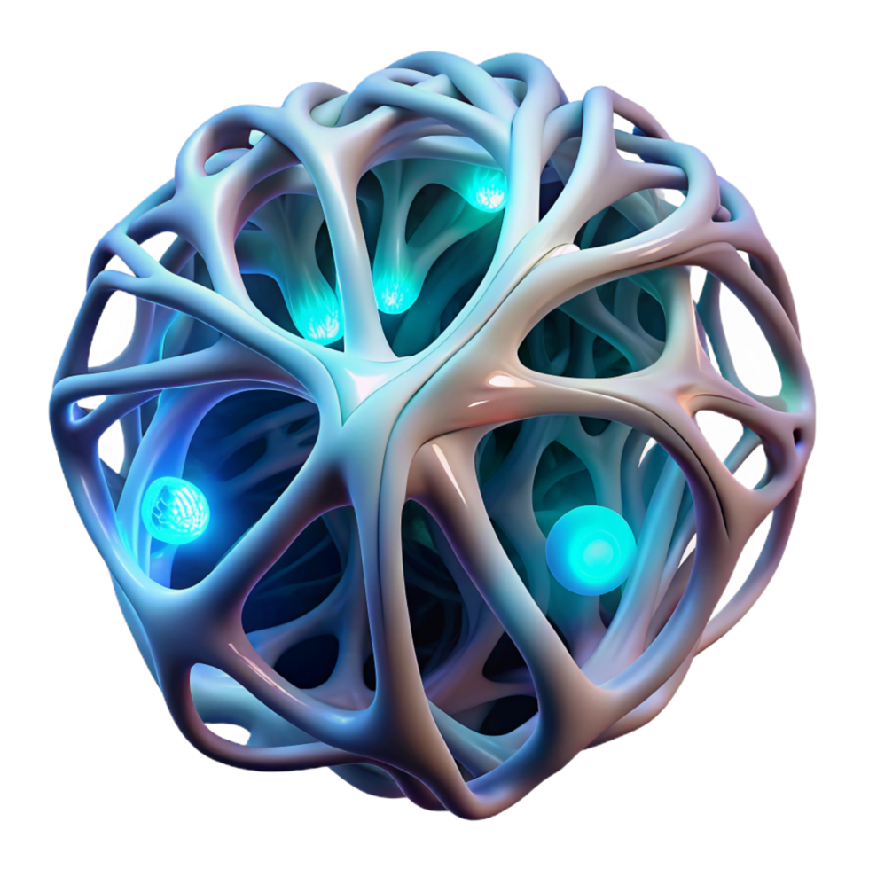 bold captivating A network of intricate, bioluminescent veins, pulsating with a gentle, internal light, evoking a sense of organic decay. Biopunk style flawless png