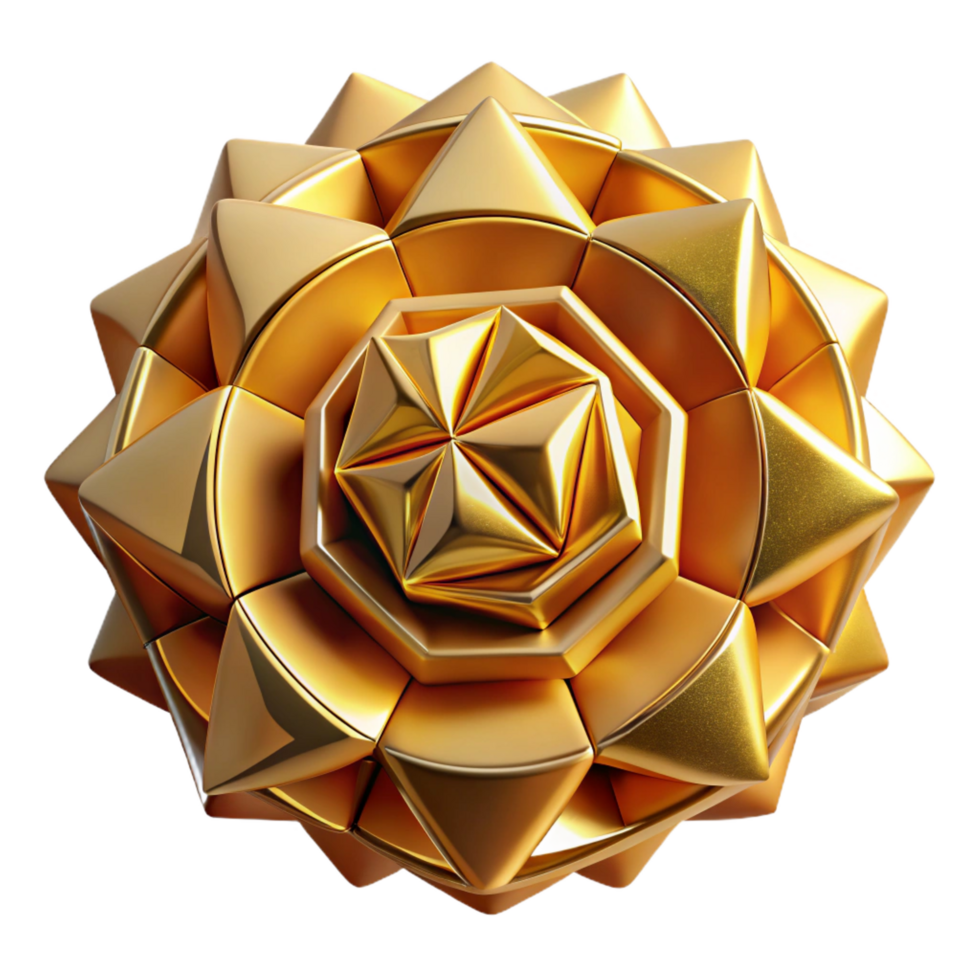 glorious exceptional A field of geometric shapes shifting and rotating in a hypnotic pattern, bathed in a warm, golden light, in a minimalist, geometric style png