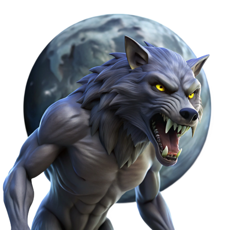 stunning energetic gothic A fierce werewolf howling at the moon, dramatic lighting, horror style precision png