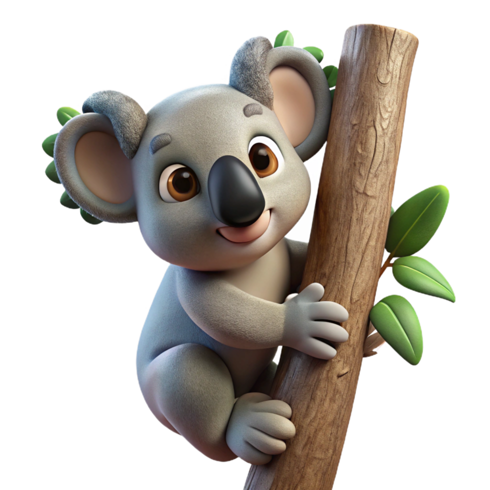 radiant unforgettable A curious koala clinging to a eucalyptus tree, Australian outback setting, natural lighting, wildlife photography style png