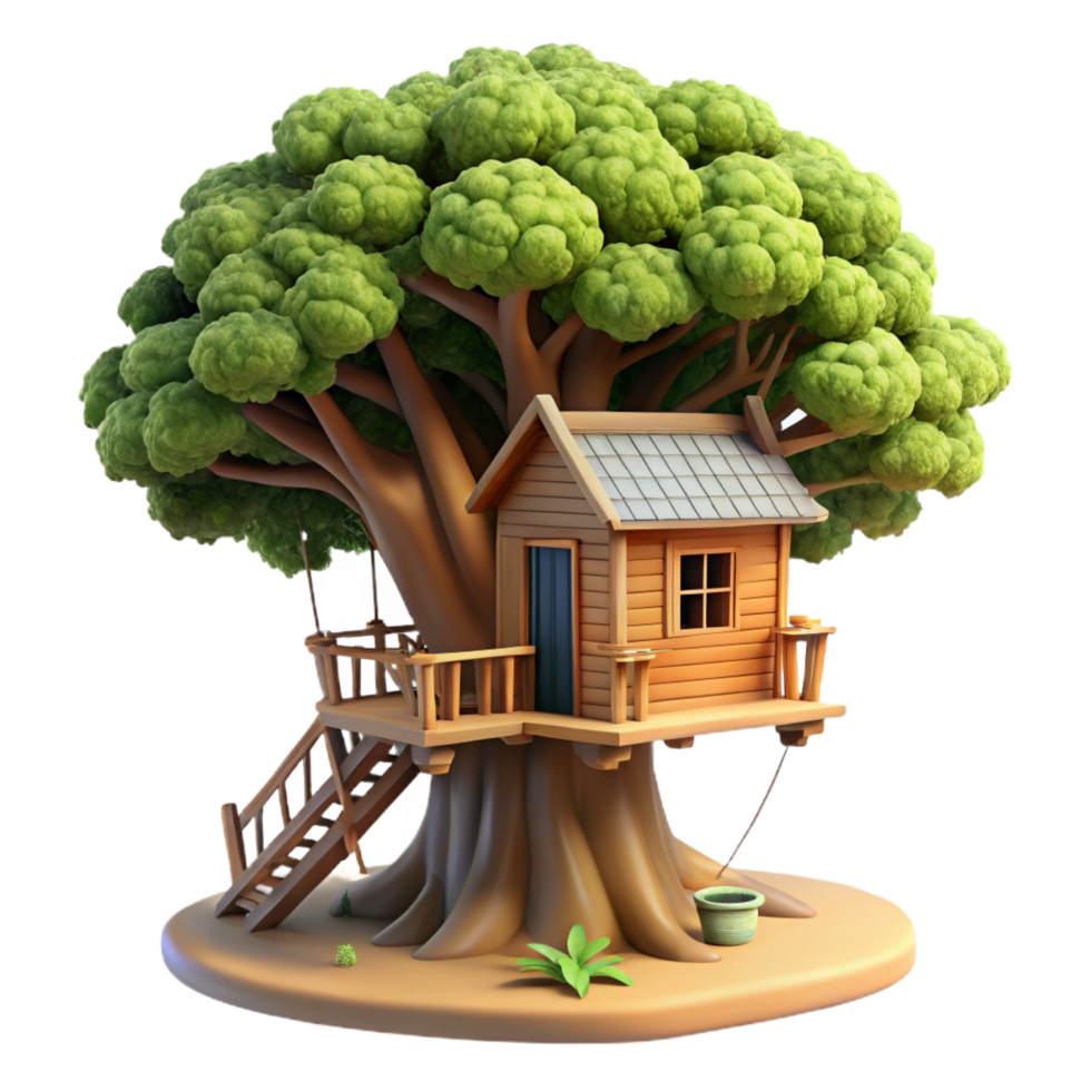 beautiful dramatic artistic A treehouse built into a giant redwood tree, dappled sunlight filtering through leaves, rustic wooden construction, whimsical atmosphere, magical realism high resolution png