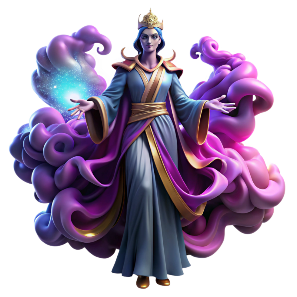 nostalgic hypnotic A powerful, androgynous oracle draped in flowing robes, surrounded by swirling nebulae, cosmic horror style, vibrant colours sharp png