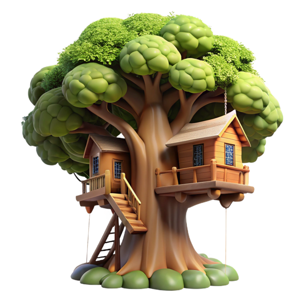 remarkable tropical A treehouse built into a giant sequoia tree, dappled sunlight filtering through the leaves, fantasy art style artisan png