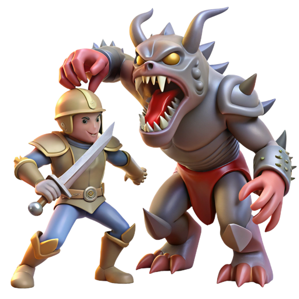 radiant nordic A courageous knight battling a grotesque monster, dramatic lighting, fantasy art style genuine png