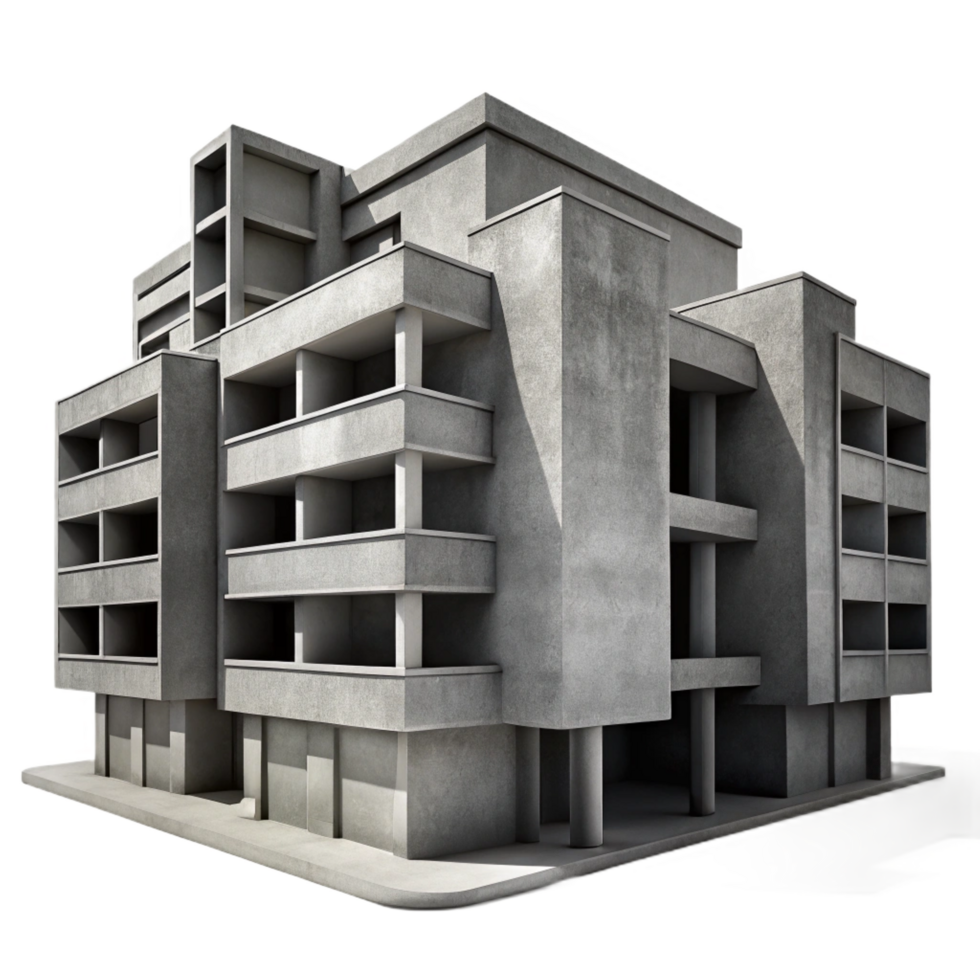 glorious victorian A Brutalist concrete apartment complex, harsh shadows, grayscale, industrial aesthetic, low angle, fine detail png