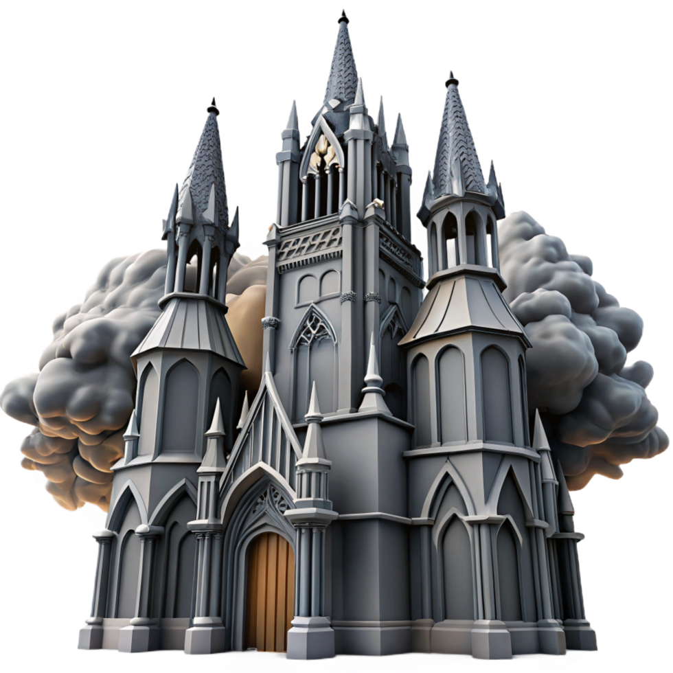 distinctive surreal A towering gothic skyscraper, gargoyles and intricate carvings, dark and stormy sky, gothic horror, ultra HD png