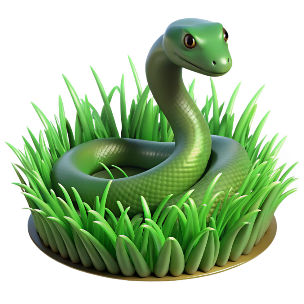 dazzling dynamic industrial A slithering snake through lush green grass, dappled sunlight, detailed and realistic style luxury png
