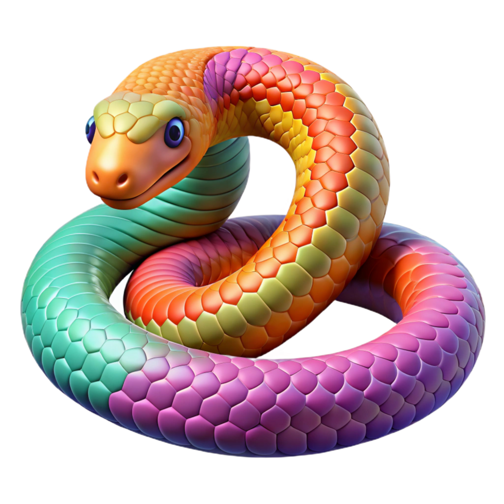 breathtaking coveted A slithering snake with vibrant scales, rainforest setting, detailed illustration png