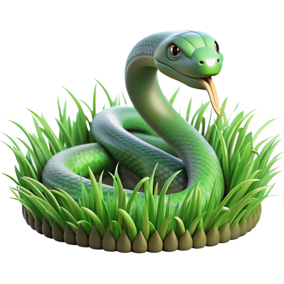 stunning peaceful traditional A slithering snake through lush green grass, dappled sunlight, detailed and realistic style authentic png
