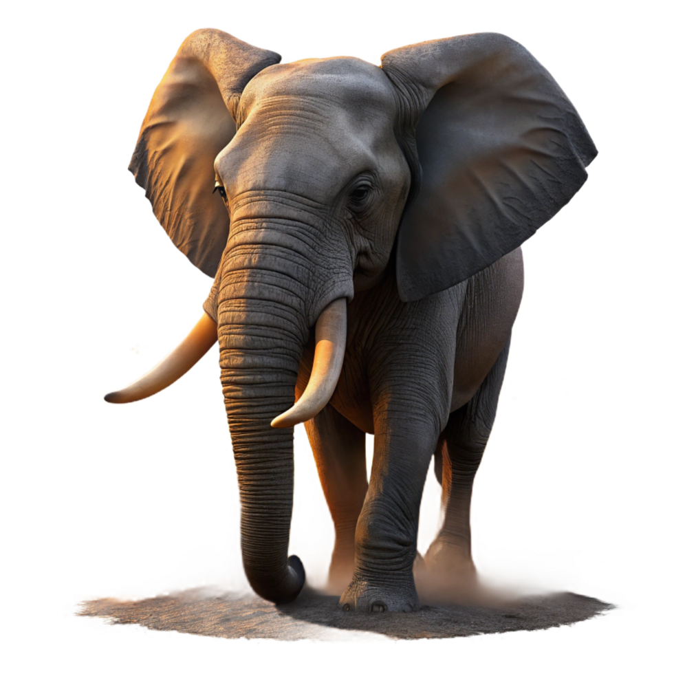 exemplary coastal An African elephant silhouetted against a fiery sunset, dust motes dancing in the golden light, photographed in a realistic style perfect clarity png