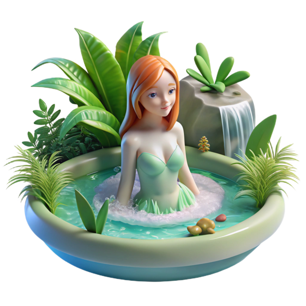 magnificent gothic A playful nymph bathing in a crystal clear waterfall, surrounded by lush foliage, pre Raphaelite style, soft, natural lighting 8K png
