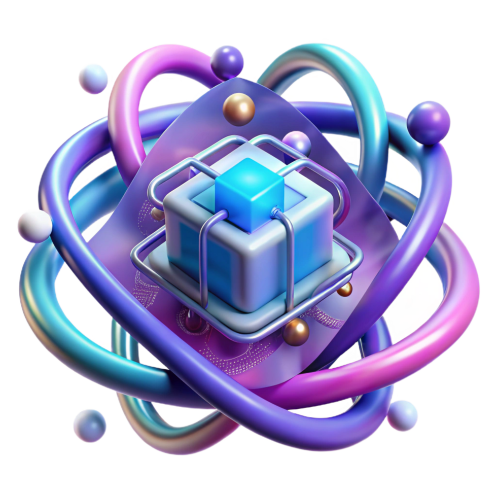 standout modern A quantum computer processing complex data, swirling particles of light representing information flow, neon lighting, abstract style professional png