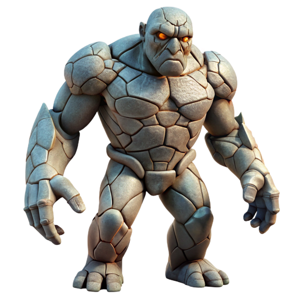 fascinating futuristic An ancient golem awakening, cracked stone texture, dramatic lighting, dark fantasy style genuine png