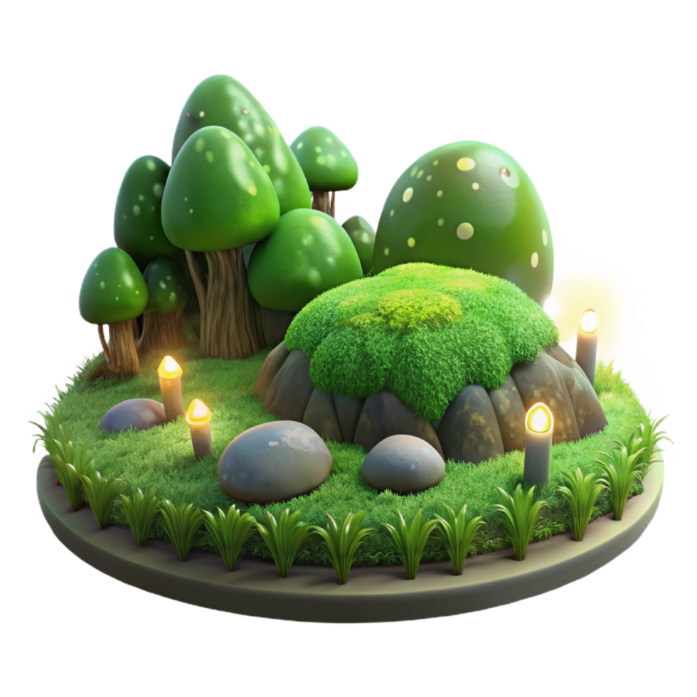 striking urban A mossy forest floor, soft diffused light, mysterious and enchanting style 8K png